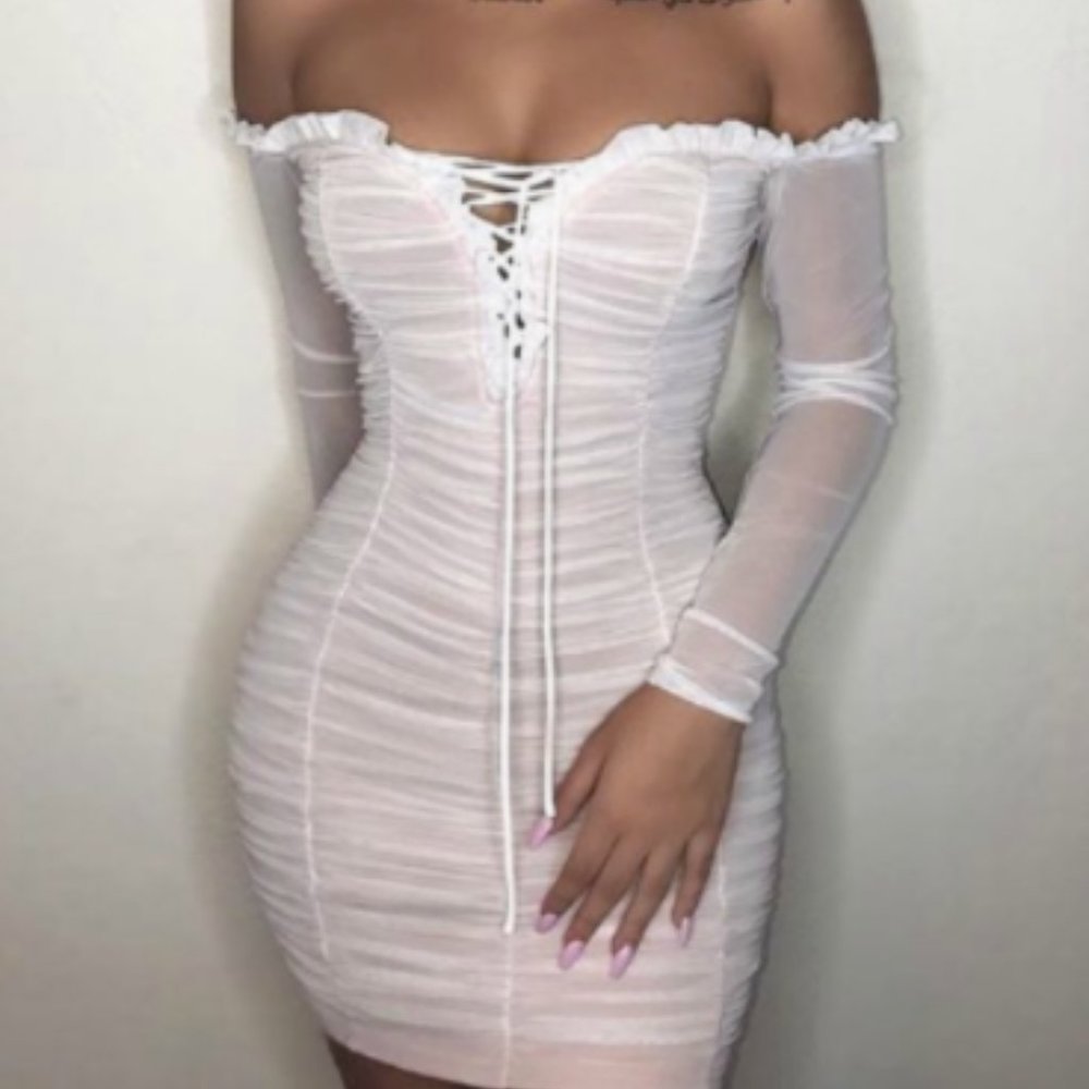 Fashion Nova Off The Shoulder White Dress